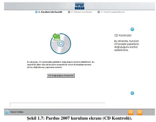 Şekil 1.7: Pardus 2007 kurulum ekranı (CD Kontrolü).