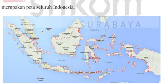 Gambar 3.8 Peta Indonesia  (Sumber: Google Maps) 
