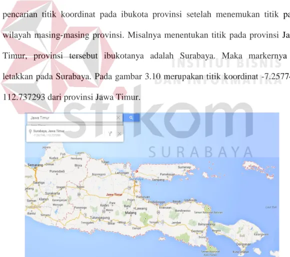 Gambar 3.10 Titik Koordinat Jawa Timur   (Sumber: Google Maps) 