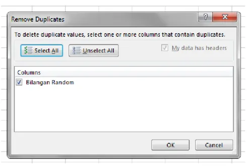 Gambar 1.12 Tampilan Dialog Box Remove Duplicate 