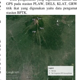 Gambar 1. Posisi Titik Pengamatan GPS Gunung Merapi   (Sumber : earth.google.com) 