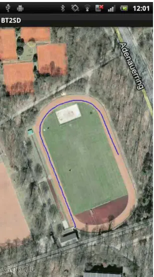 Fig. 6.Trajectory visualization on Android smartphone in Google Maps.