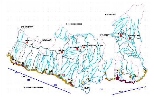 Gambar 1. Peta Wilayah Studi  Pesisir Selatan Kabupaten Malang