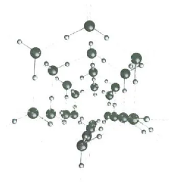 Gambar 4.6 Struktur molekul air dalam zat padat (es)  Kristal logam 