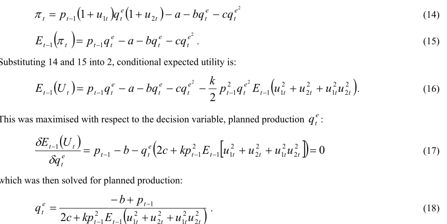 Table 1: Mean values of model variables 