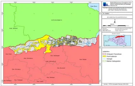 Gambar 1. Peta Orientasi Wilayah Studi (Sumber: RTRW  Kab.Sidoarjo 2009-2029  