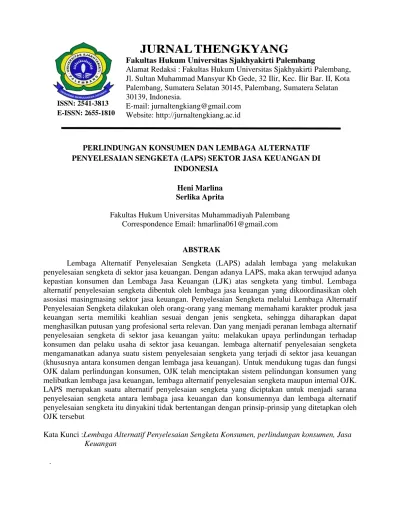 PERLINDUNGAN KONSUMEN DAN LEMBAGA ALTERNATIF PENYELESAIAN SENGKETA ...