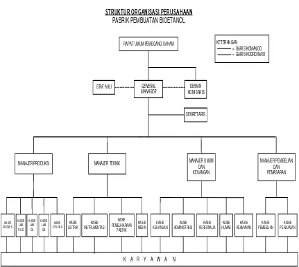 Gambar 9.1 Bagan Struktur Organisasi Perusahaan Pabrik Pembuatan Bioetanol 