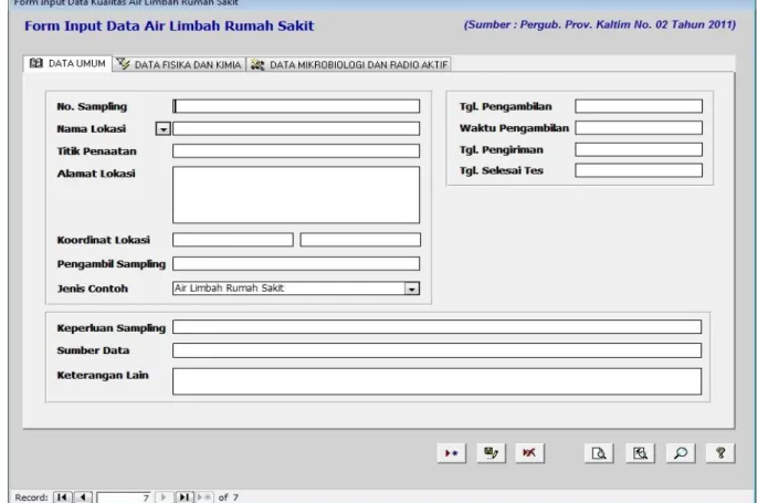 Gambar 3.2. Window Form Input Data Kualitas Air Limbah Rumah Sakit   Tab Control Data Umum 