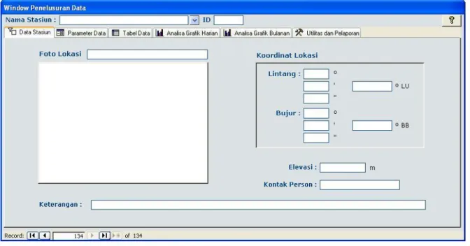 Gambar 3.11. Window Penelusuran Data View  - Tab Control Data Stasiun 