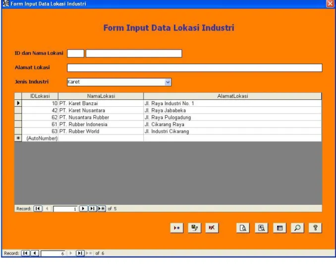 Gambar 3.9. Window Form Input Data Lokasi Industri 