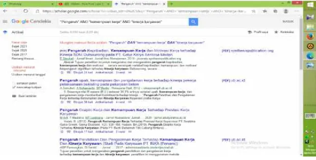 Gambar 3.3 Hasil pencarian jurnal pada laman web Google Cendikia
