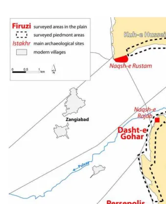 Fig. 7. Surveyed areas in the Persepolis settled zone. 