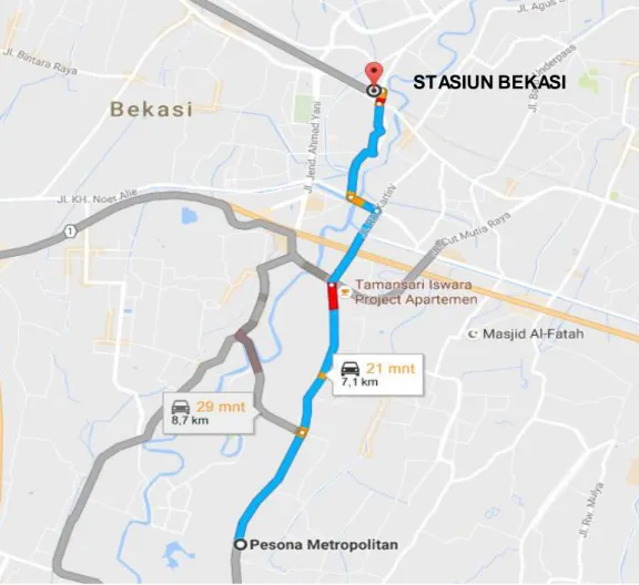 Gambar Jarak Pesona Metropolitan ke Stasiun Bekasi 