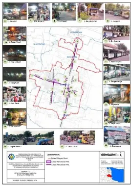 Gambar  2.  Peta lokasi penelitan dan persebaran PKL di Kawasan Perkotaan Sidoarjo. 