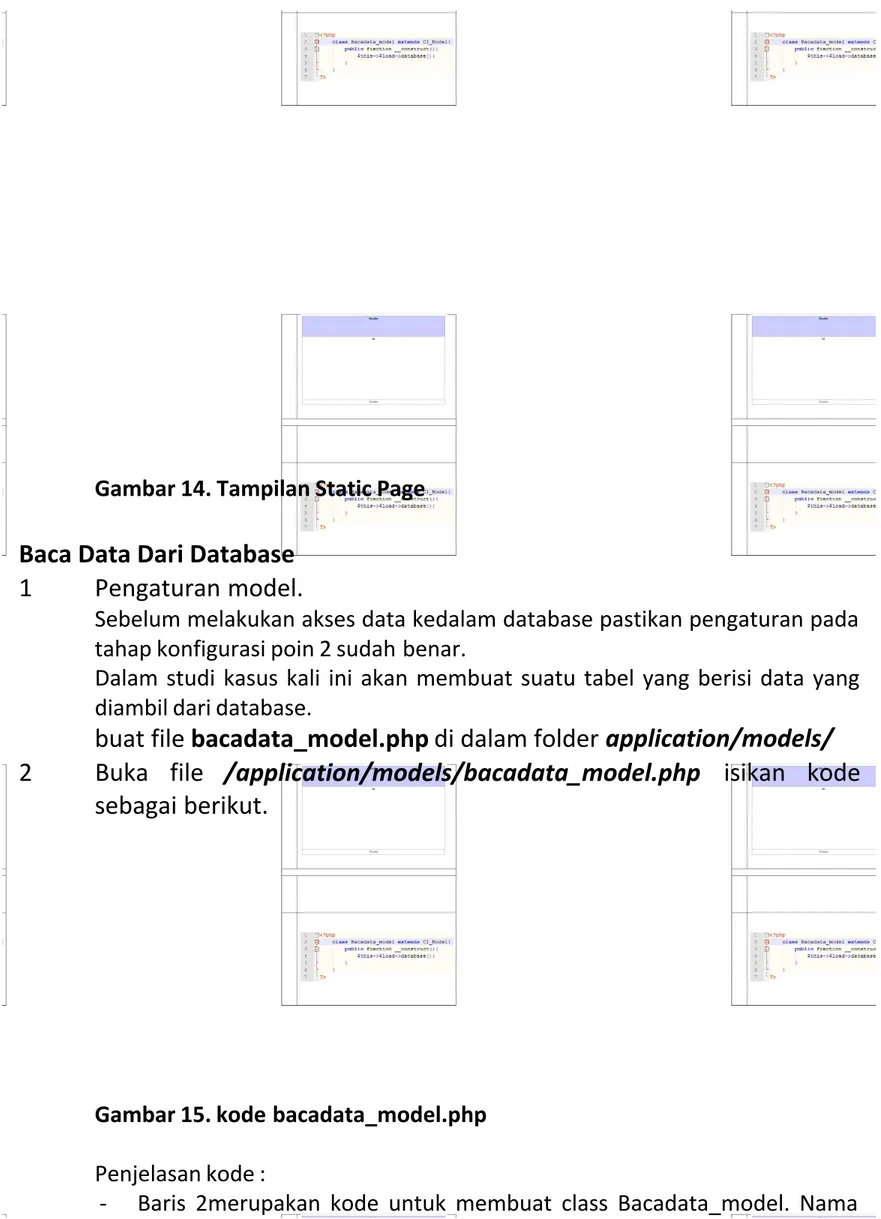 Gambar 14. Tampilan Static Page Baca Data Dari Database