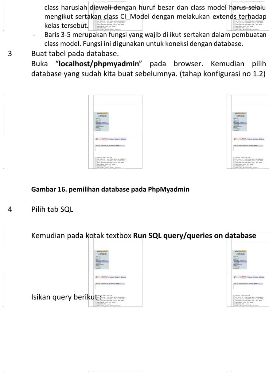 Gambar 16. pemilihan database pada PhpMyadmin 4  Pilih tab SQL