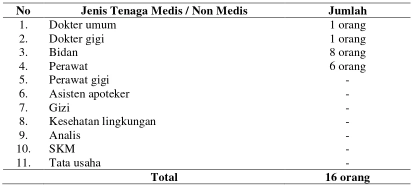 Tabel 4.4 Jumlah Tenaga Medis / Non Medis di Puskesmas Raja Maligas 