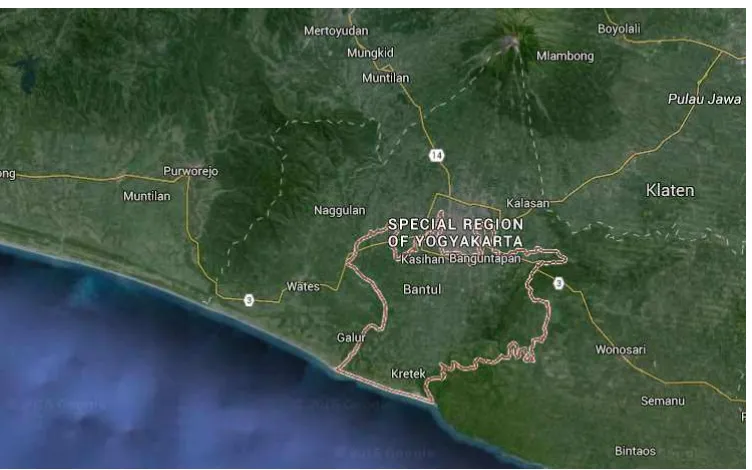Gambar 3.1 Peta Daerah Bantul, Yogyakarta (Google Earth) 