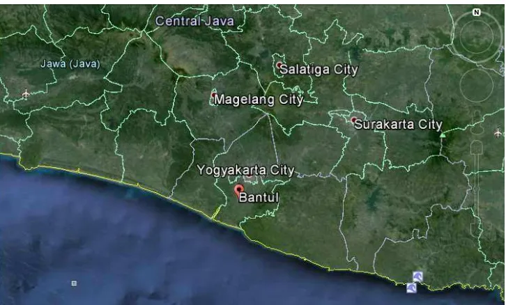 Gambar 1.2 Peta Letak Geografis Bantul, Yogyakarta (Google Earth) 