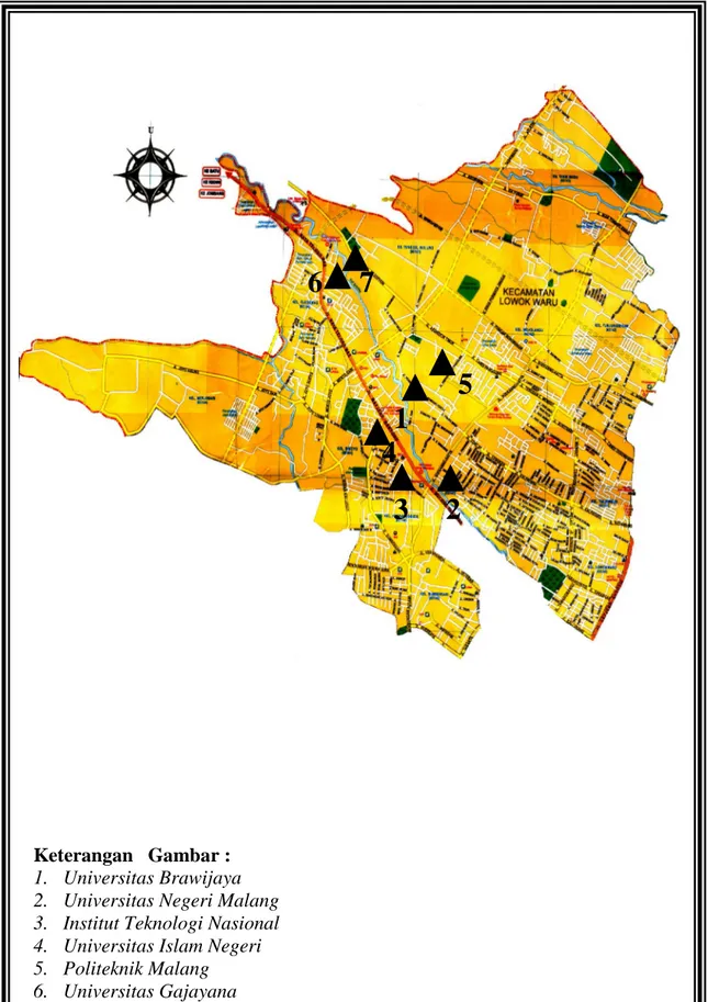 Gambar 1.  Peta Kecamatan Lowokwaru Malang 
