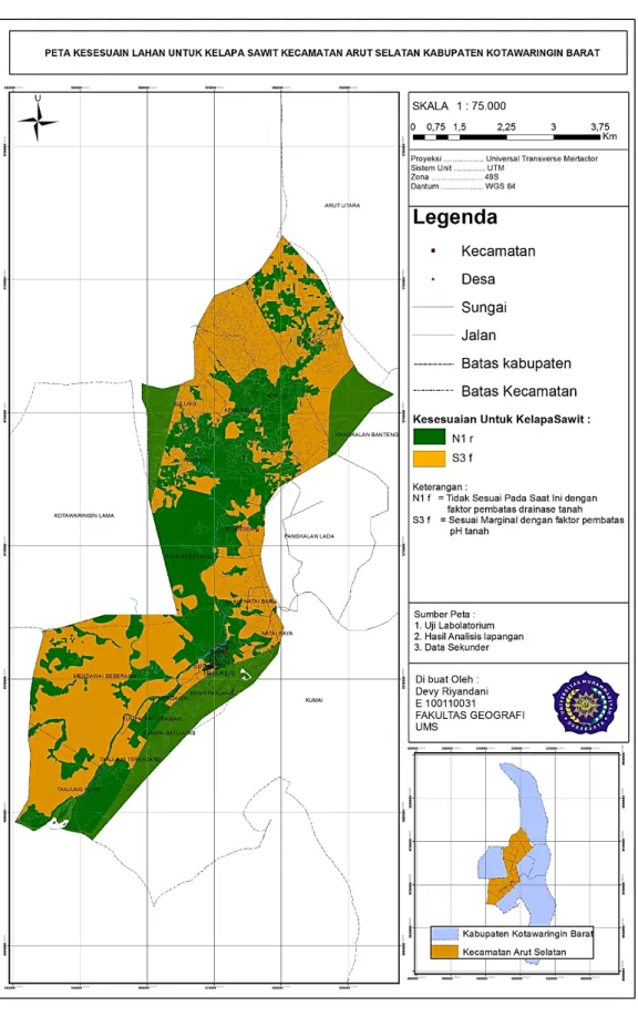 Gambar 8. Peta Kesesuaian lahan Untuk Kelapa Sawit (Elaeis Guineensis Jacq) 
