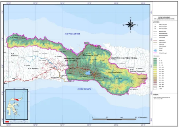 Gambar 2 : Peta Topografi WS Limboto – Bolango – Bone 