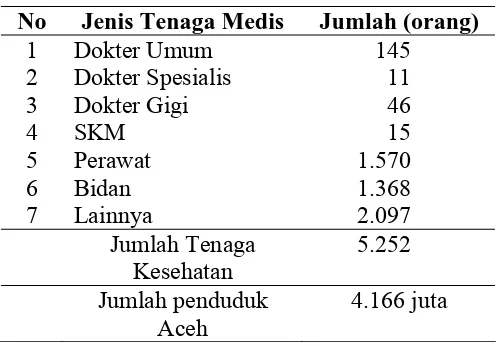 Tabel 1.3  Indikator Kesehatan Propinsi Aceh  Tahun 2002  