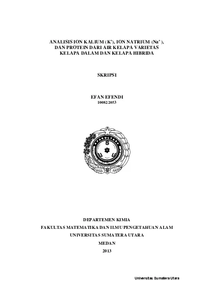 Analisis Ion Kalium (K+), Ion Natrium (Na+), Dan Protein Dari Air ...