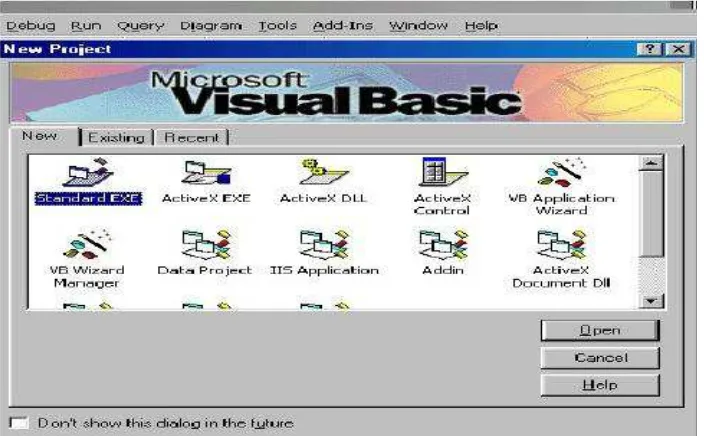 Gambar 3.2 Tampilan New Project Microsoft Visual Basic 6.0 