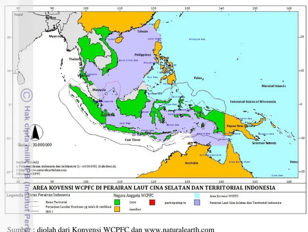 Gambar 10 Peta Wilayah Konvensi WCPFC di Perairan LCS dan Teritorial  Indonesia 