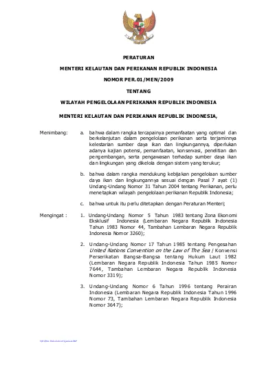 PERATURAN MENTERI KELAUTAN DAN PERIKANAN REPUBLIK INDONESIA NOMOR PER ...