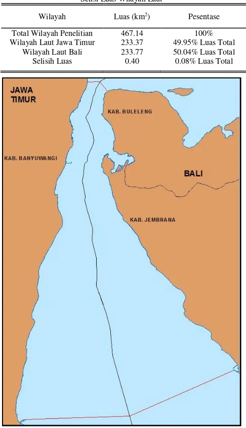 Tabel 1. Selisi Luas Wilayah Laut 