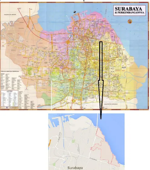Gambar 1. Lokasi Penelitian (Sumber : Badan Perencanaan Pembangnan Kota  Surabaya 2004) 