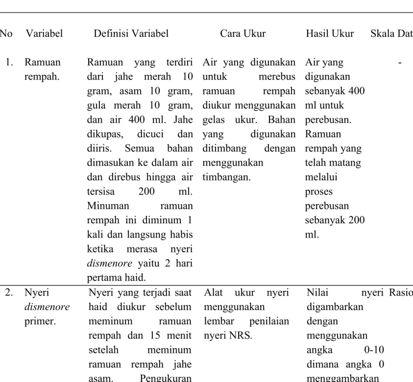 Tabel 3.1 Definisi Operasional