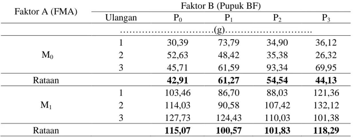 Tabel 5. Rataan Berat Segar Tanaman Sorgum 