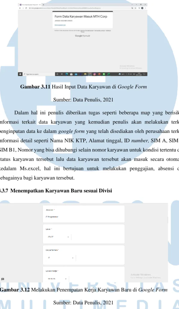 Gambar 3.11 Hasil Input Data Karyawan di Google Form 
