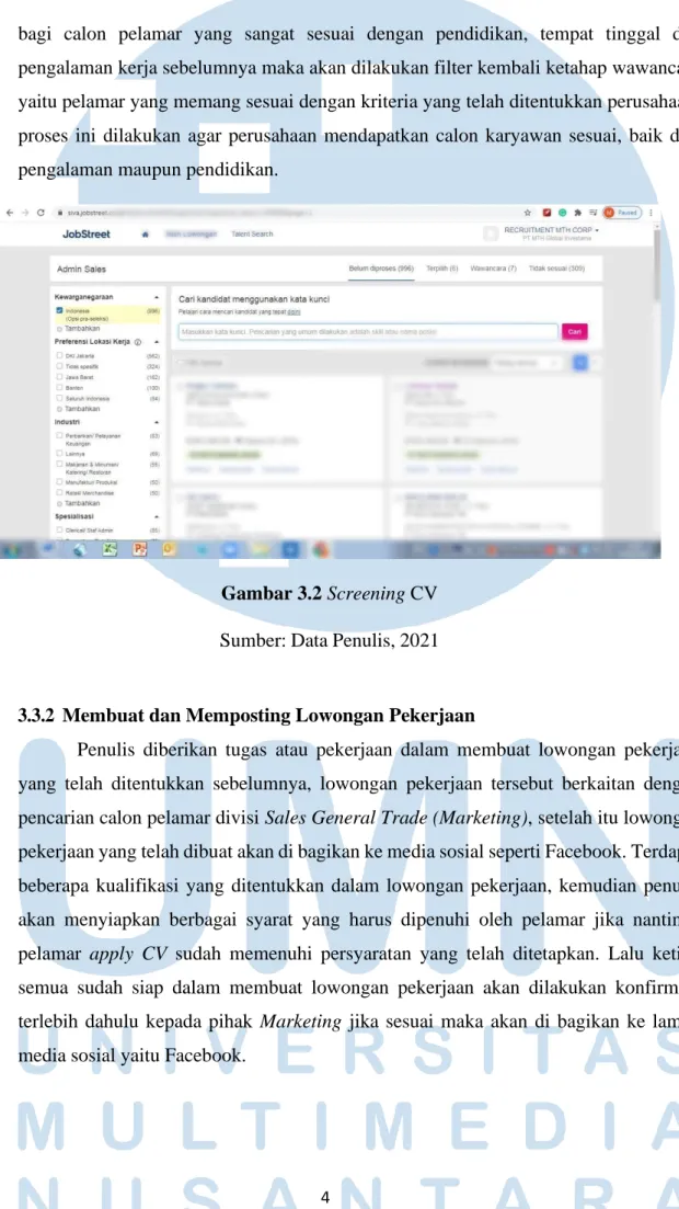 Gambar 3.2 Screening CV 