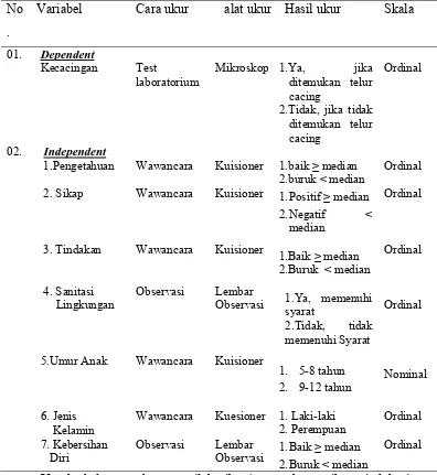 Tabel 4. Aspek Pengukuran Variabel Independent dan Variabel Dependent 