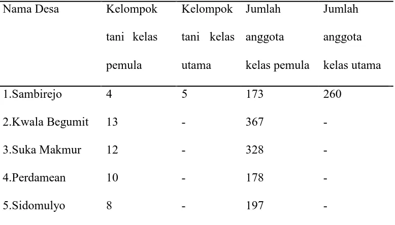 Tabel 2. Jumlah kelompok tani dan anggota kelompok tani di Kecamatan Binjai   tahun 2009 