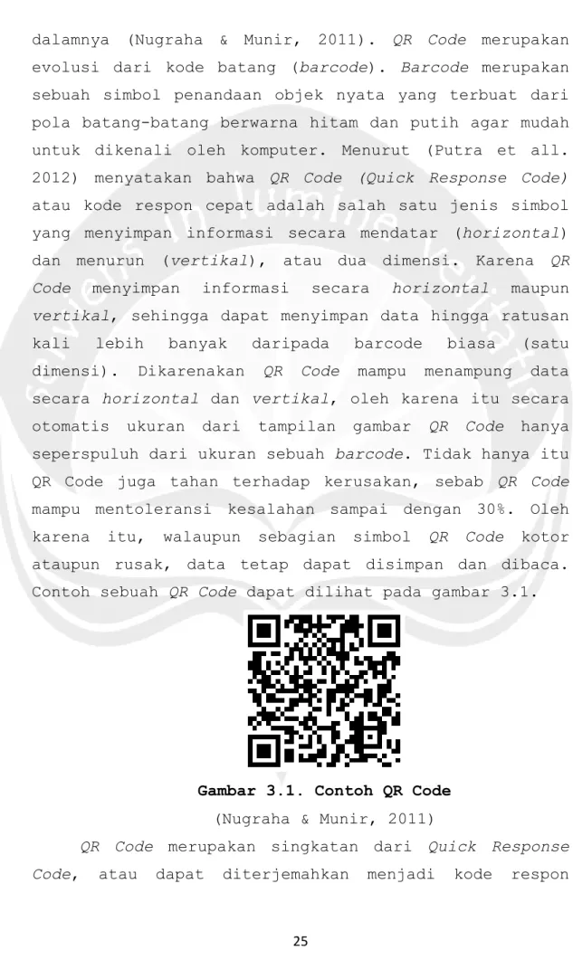Gambar 3.1. Contoh QR Code   (Nugraha &amp; Munir, 2011) 