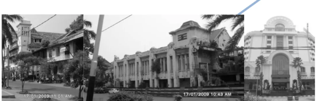 Gambar 12. Fasade bangunan pada kawasan tepi sungai Ciliwung di Jakarta Kota  (Sumber : pribadi, 2011) 