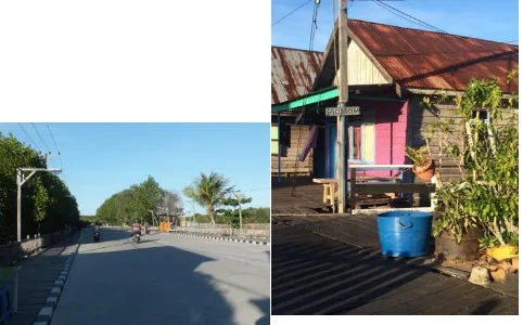 Gambar 2 Kondisi jalan dan sarana persampahan yang ada di kawasan Wisata  Kampung Laut Bontang Kuala Sumber : Survey Primer, 2016 