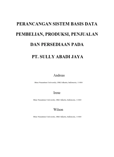 Perancangan Sistem Basis Data Pembelian Produksi Penjualan Dan Persediaan Pada Pt Sully Abadi 6117