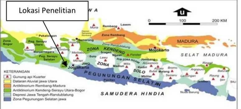 Gambar 2.1. Pembagian zona fisiografi Pulau Jawa   (Van Bemmelen, 1949).  