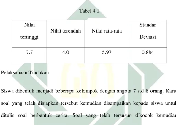Tabel 4.1  Nilai 