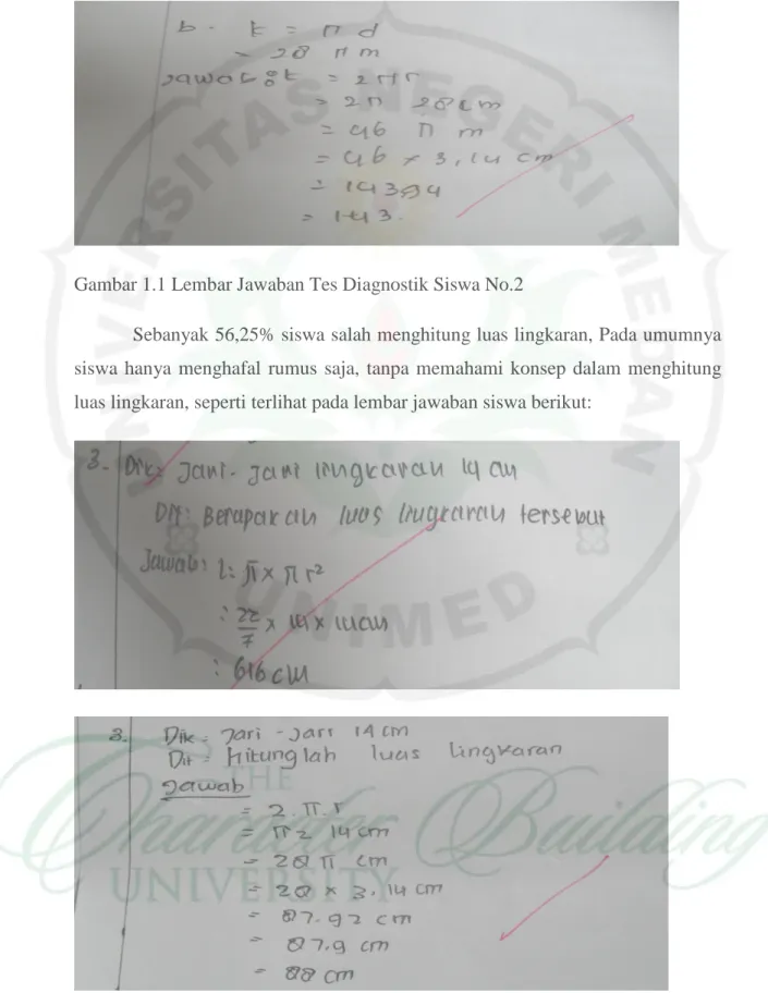 Gambar 1.1 Lembar Jawaban Tes Diagnostik Siswa No.2 