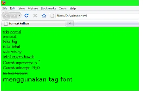 Gambar 4. Format tulisan