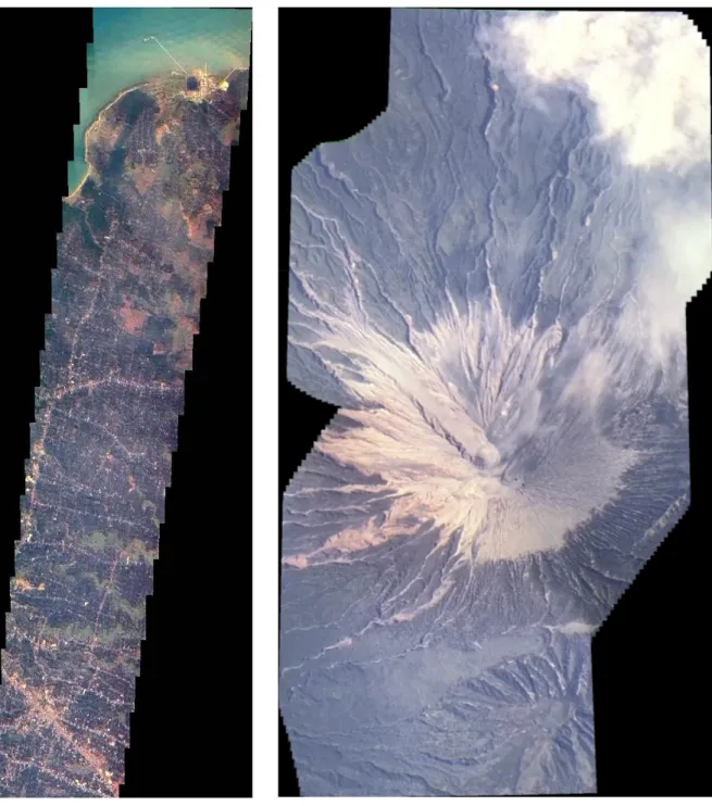 Gambar 5-1: Perbandingan antara gambar yang dihasilkan melalui pengendalian nadir  pointing  dengan  pengendalian  interaktif  dari  stasiun  bumi  satelit   LAPAN-TUBSAT di Rumpin 