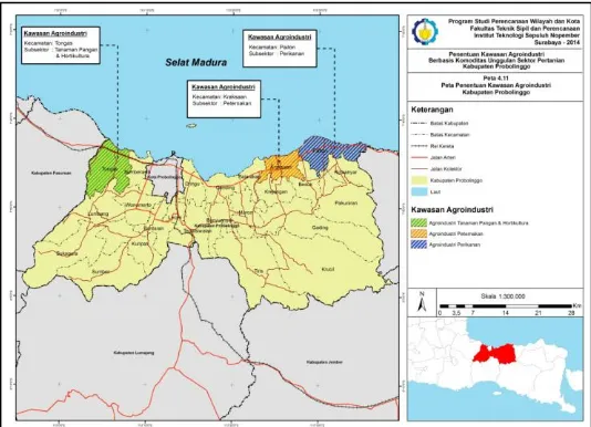 Gambar 1. Peta Kawasan Agroindustri Subsektor Pertanian Kabupaten Probolinggo. 